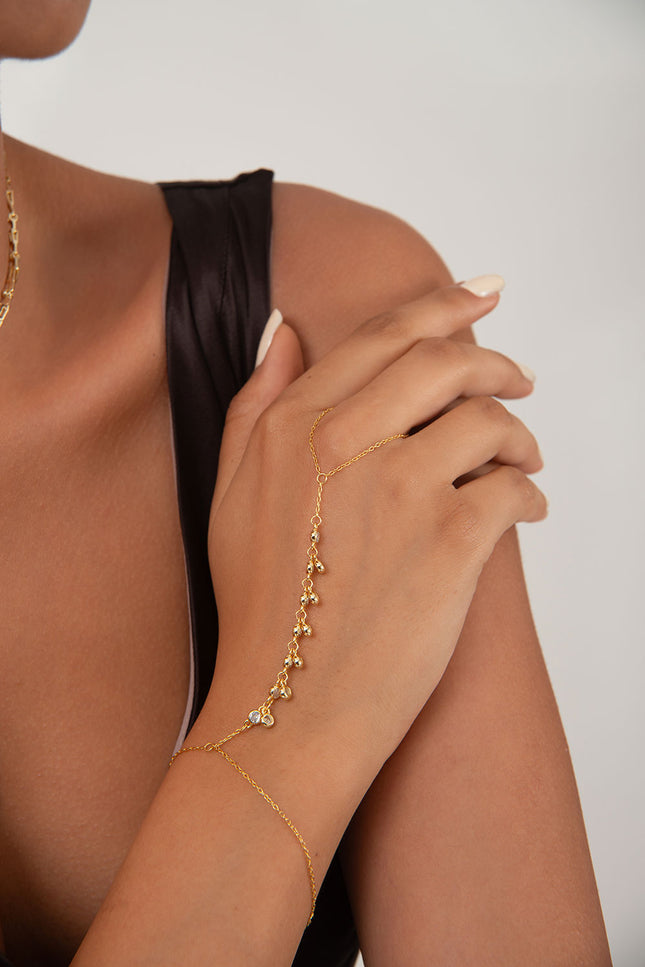 Gold 925 sterling silver shahmaran with dangling round crystal stone detail 104