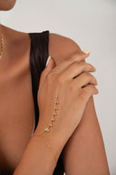 Gold 925 sterling silver shahmaran with dangling round crystal stone detail 104