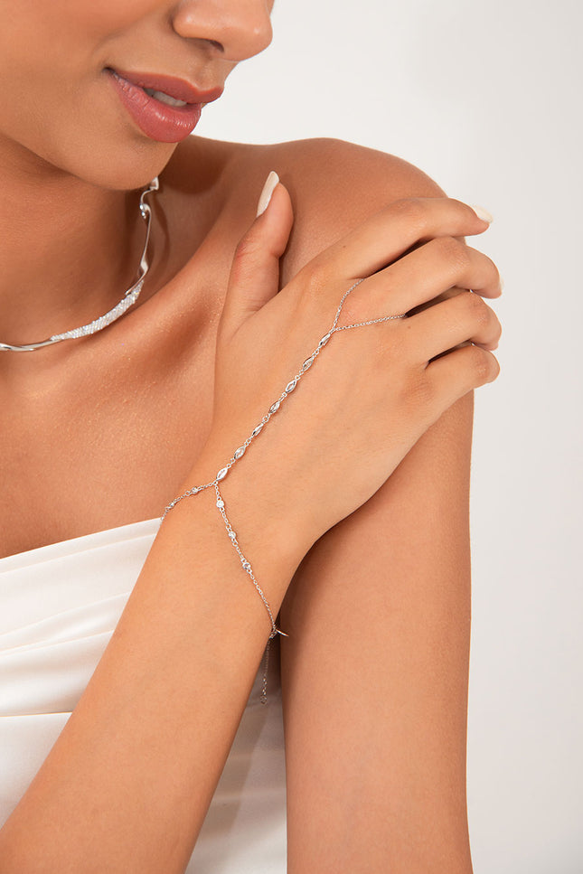 Silver 925 sterling silver shahmaran designed with minimal crystal stones 114