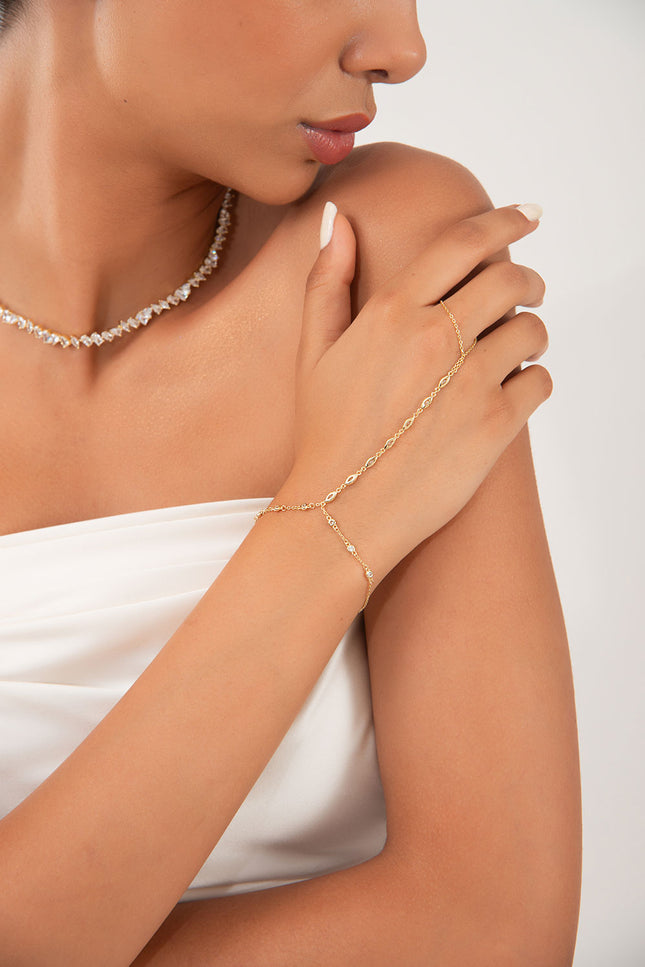 Gold 925 sterling silver shahmaran designed with minimal crystal stones 114