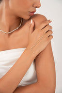 Gold 925 sterling silver shahmaran designed with minimal crystal stones 114