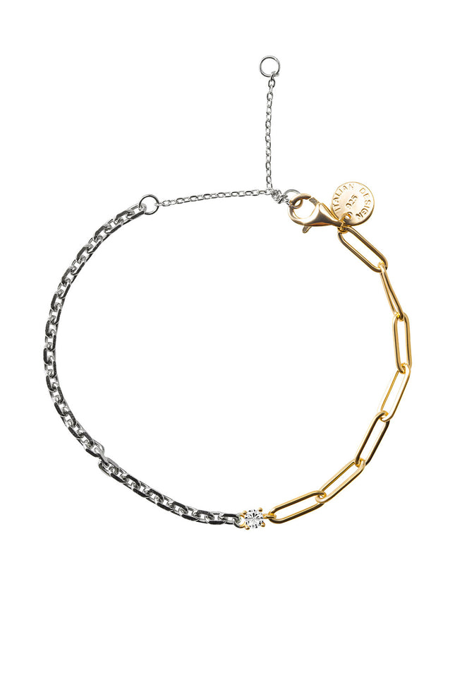 Gold 925 sterling silver bracelet with two different chain designs 115