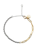 Gold 925 sterling silver bracelet with two different chain designs 115