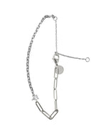 Silver 925 sterling silver bracelet with two different chain styles and stone details 116