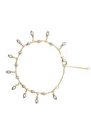 Gold 925 sterling silver bracelet with dangling and teardrop-shaped crystal stone details 119