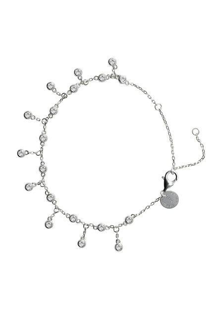 Silver 925 sterling silver bracelet with dangling and teardrop-shaped crystal stone details 120