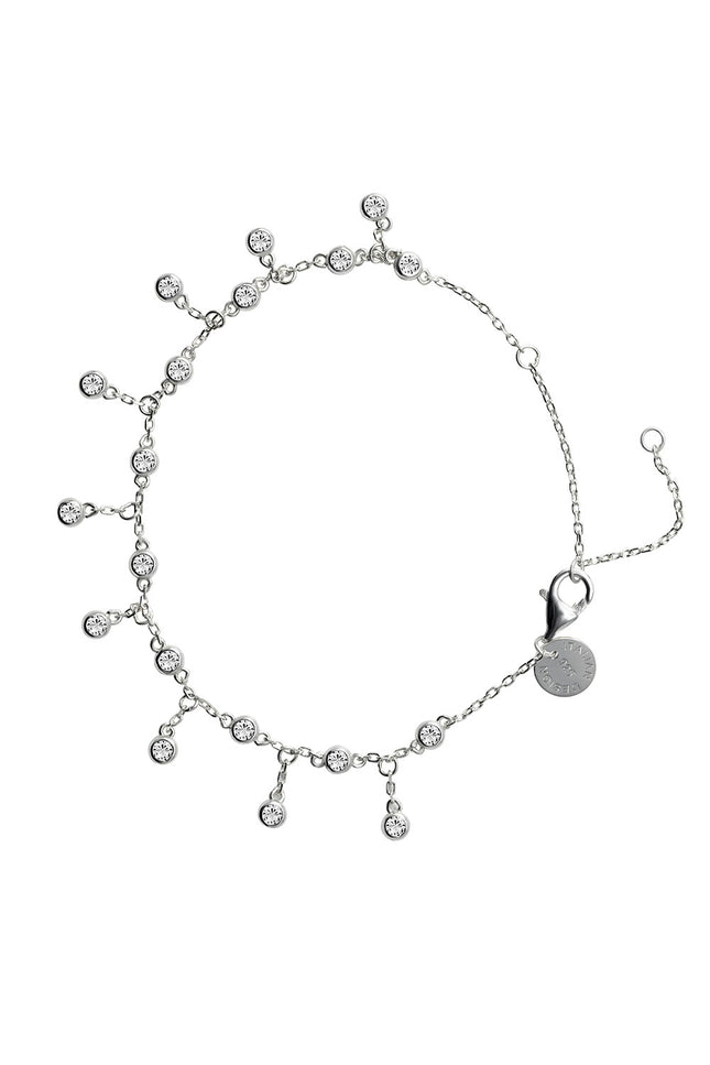 Silver 925 sterling silver bracelet with dangling and teardrop-shaped crystal stone details 120