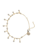 Gold 925 sterling silver bracelet with dangling and teardrop-shaped crystal stone details 120