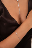 Silver 925 sterling silver bracelet with crystal stone arrangement and delicate chain detail 121