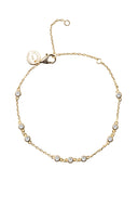 Gold 925 sterling silver bracelet with crystal stone arrangement and delicate chain detail 121