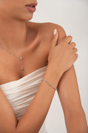 Silver Rectangular link detailed 925 sterling silver bracelet 125