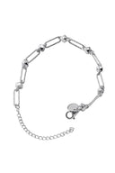 Silver Rectangular link detailed 925 sterling silver bracelet 125