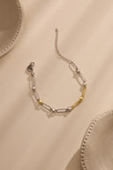 Gold Rectangular link detailed 925 sterling silver bracelet 125