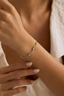 Gold Rectangular link detailed 925 sterling silver bracelet 125