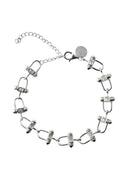 Silver 925 sterling silver bracelet with interconnected rectangular link details 126