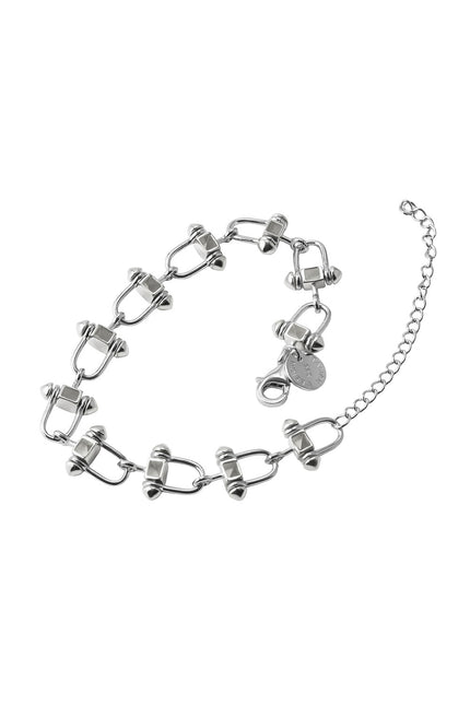 Silver 925 sterling silver bracelet with interconnected rectangular link details 126
