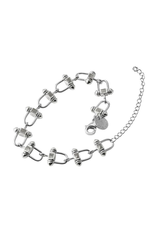 Silver 925 sterling silver bracelet with interconnected rectangular link details 126