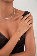 Silver 925 sterling silver slave bracelet with crystal stone details 127