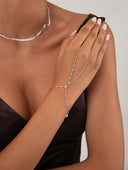 Silver 925 sterling silver slave bracelet with crystal stone details 127