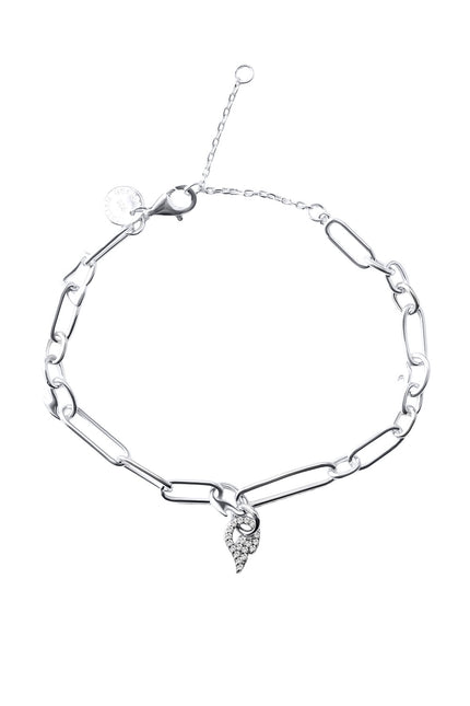 Silver 925 sterling silver bracelet with mixed chain and charm detail 144