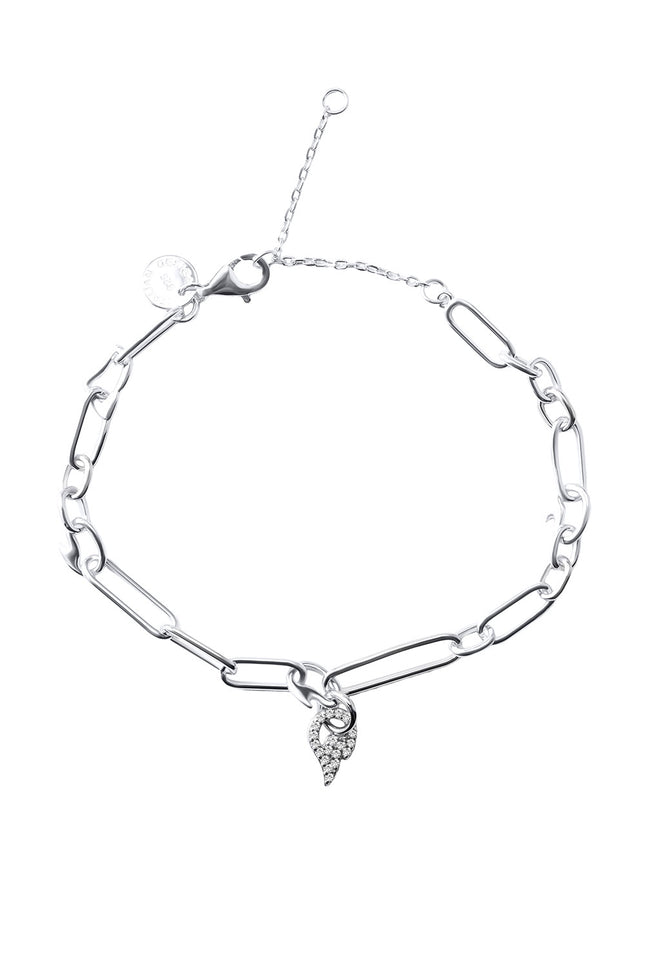 Silver 925 sterling silver bracelet with mixed chain and charm detail 144