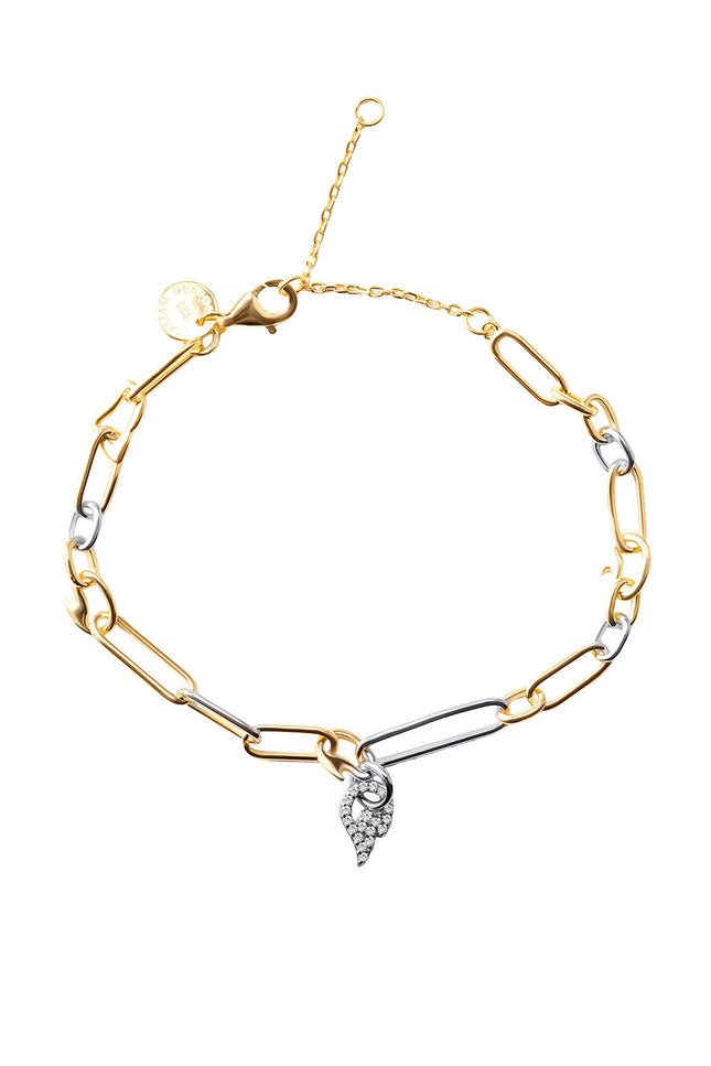Gold 925 sterling silver bracelet with mixed chain and charm detail 144