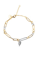 Gold 925 sterling silver bracelet with mixed chain and charm detail 144