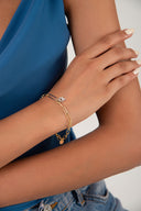 Gold 925 sterling silver bracelet with mixed chain and charm detail 144