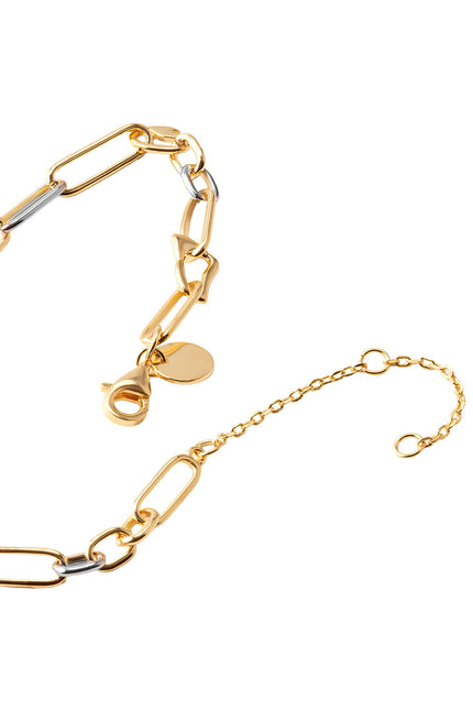 Gold 925 sterling silver bracelet with mixed chain and charm detail 144
