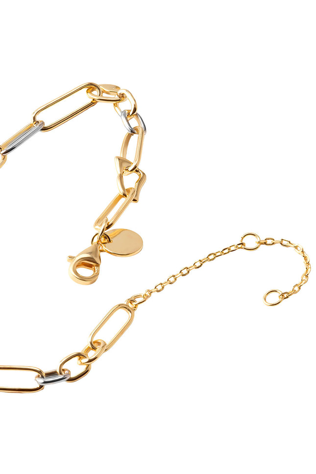 Gold 925 sterling silver bracelet with mixed chain and charm detail 144