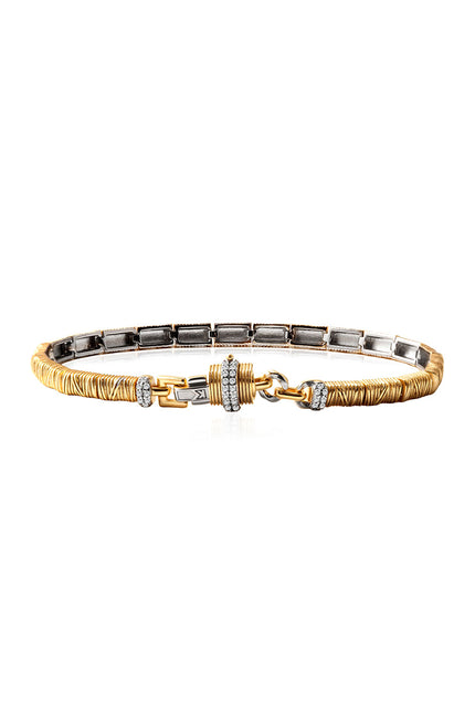 Gold Lock-accented elegant design 925 sterling silver bracelet 145