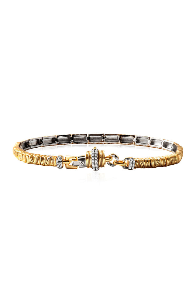 Gold Lock-accented elegant design 925 sterling silver bracelet 145