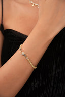 Gold Lock-accented elegant design 925 sterling silver bracelet 145