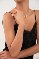 Gold Lock-accented elegant design 925 sterling silver bracelet 145