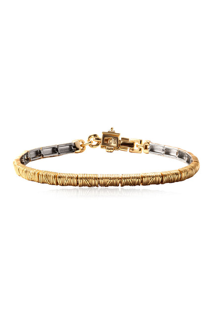 Gold Lock-accented elegant design 925 sterling silver bracelet 145