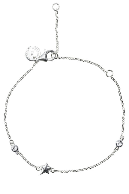 Silver 925 sterling silver bracelet with star and crystal stone details 156