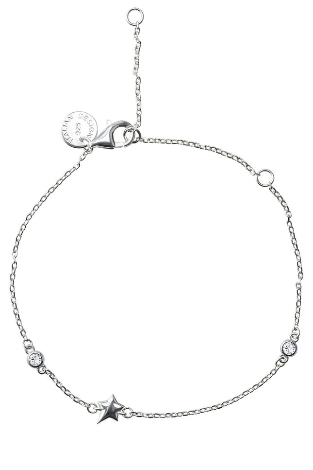 Silver 925 sterling silver bracelet with star and crystal stone details 156