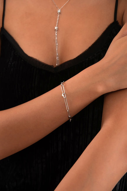 Silver Modern linked 925 sterling silver bracelet 158