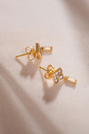 Gold 925 silver earrings with crystal stone detail 01