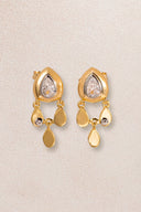 Gold 925 sterling silver earrings with pear and stone details 02