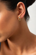 Gold 925 sterling silver earrings with pear and stone details 02