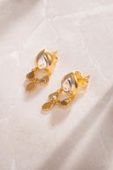 Gold 925 sterling silver earrings with pear and stone details 02