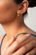 Gold 925 sterling silver earrings with pear and stone details 02