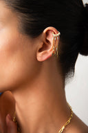 Gold 925 sterling silver cartilage earrings with crystal and dangling stone details 06