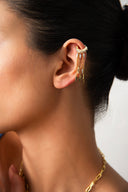 Gold 925 sterling silver cartilage earrings with crystal and dangling stone details 06