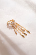 Gold 925 sterling silver cartilage earrings with crystal and dangling stone details 06