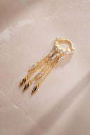 Gold 925 sterling silver cartilage earrings with crystal and dangling stone details 06