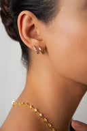 Gold 925 sterling silver earrings with shiny stones 07