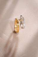 Gold 925 sterling silver earrings with shiny stones 07