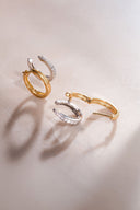 Gold 925 sterling silver earrings with shiny stones 07